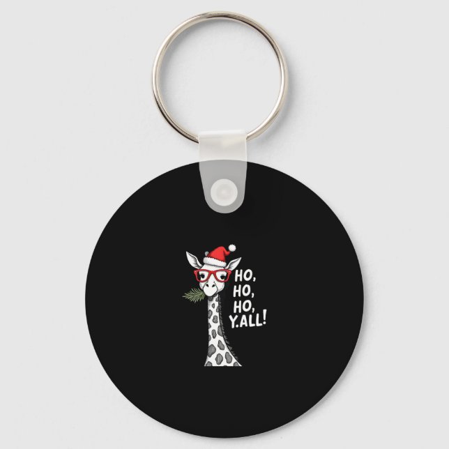 Cute Giraffe With Santa Hat Merry Xmas Giraffe Lov Key Ring (Front)