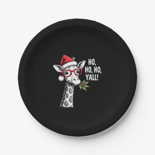 Cute Giraffe With Santa Hat Merry Xmas Giraffe Lov Paper Plate