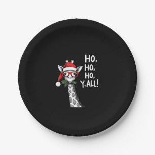 Cute Giraffe With Santa Hat Merry Xmas Giraffe Lov Paper Plate