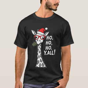 Cute Giraffe With Santa Hat Merry Xmas Giraffe Lov T-Shirt