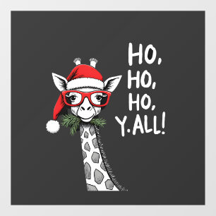 Cute Giraffe With Santa Hat Merry Xmas Giraffe Lov Window Cling