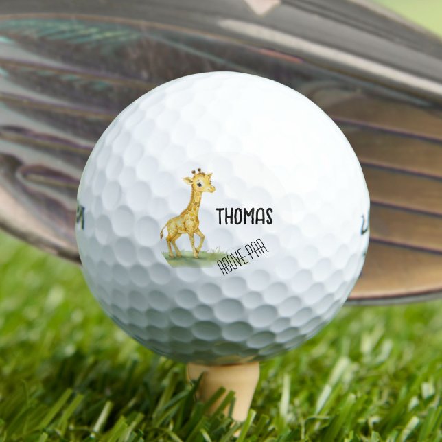 Cute Giraffe with your Name, Above Par Golf Balls (Creator Uploaded)