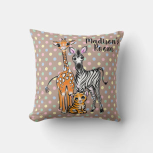Cute Giraffe Zebra Tiger cute Safari friends  Cushion