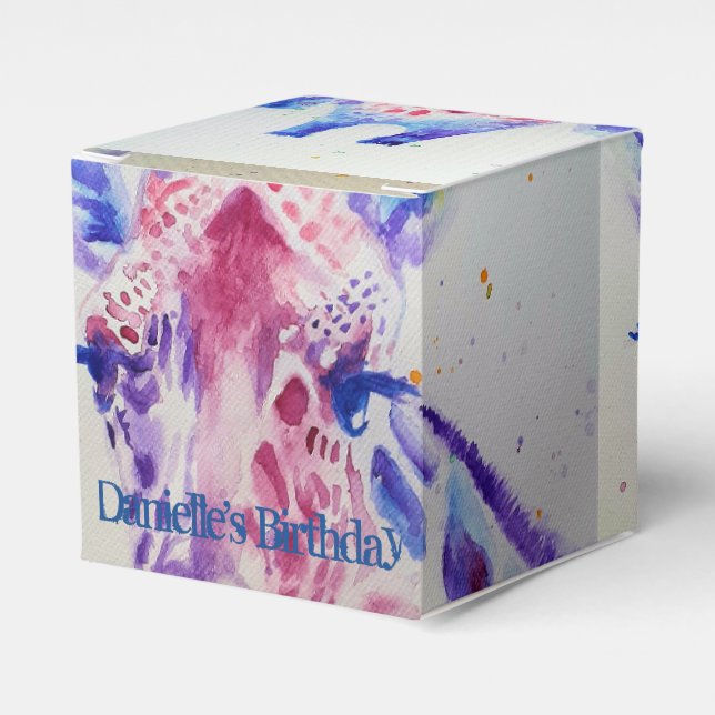 Cute Giraffe Zoo Animal Birthday Cake Favour Box (Front Side)