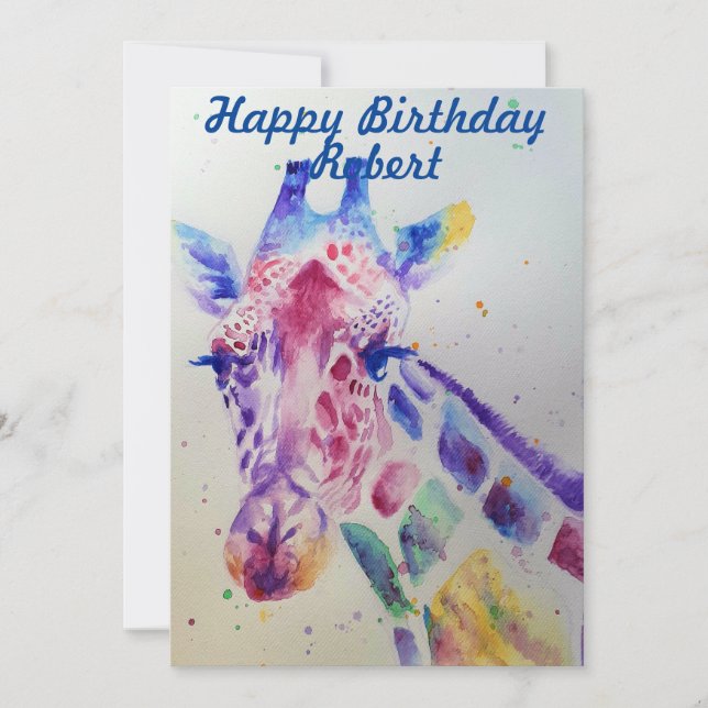 Cute Giraffe Zoo Animal Birthday Childs Invitation (Front)