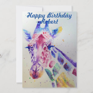 Cute Giraffe Zoo Animal Birthday Childs Invitation