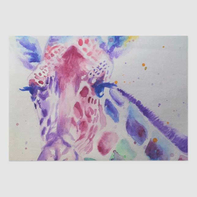 Cute Giraffe Zoo Animal Pattern Watercolor Tissue Paper (Front)