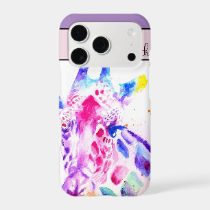 Cute Giraffe Zoo Animal Purple Watercolor Phone