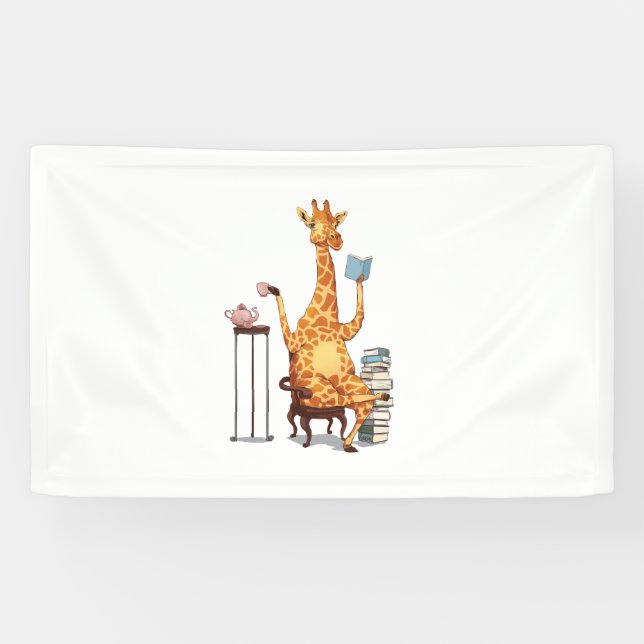 Cute Giraffes, Books and Tea Gift   Banner (Horizontal)