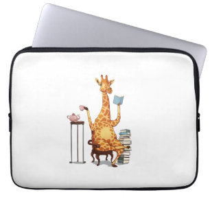 Cute Giraffes, Books and Tea Gift Laptop Sleeve