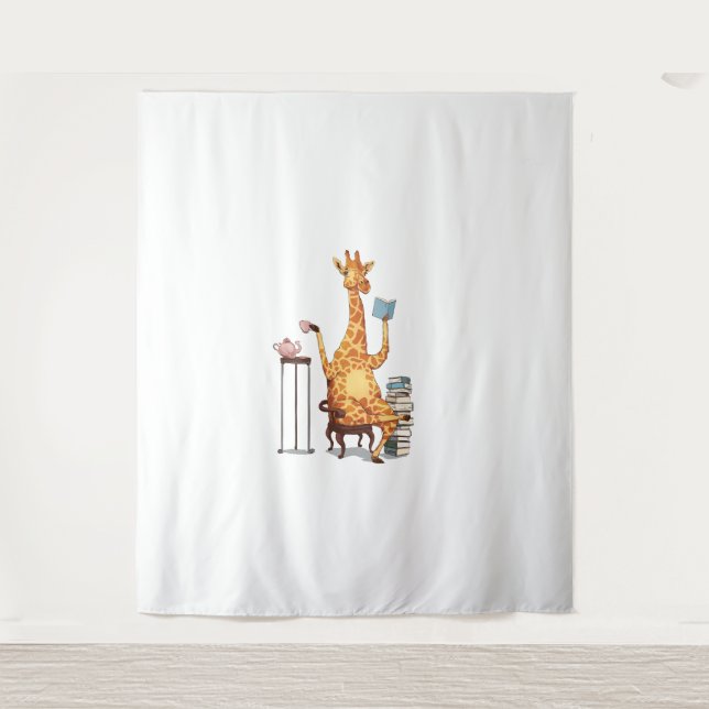 Cute Giraffes, Books and Tea Gift   Tapestry (Front)
