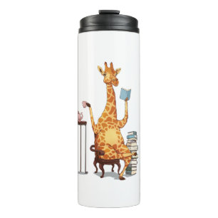 Cute Giraffes, Books and Tea Gift Thermal Tumbler