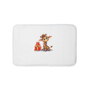 Cute Giraffes Christmas Lights Xmas Giraffe Bath Mat