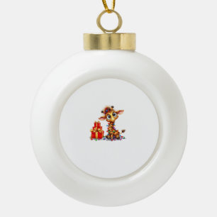 Cute Giraffes Christmas Lights Xmas Giraffe Ceramic Ball Christmas Ornament