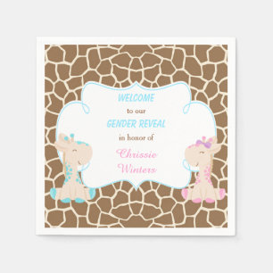Cute Giraffes Gender Reveal Napkin