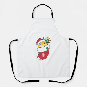 Cute Giraffes In Christmas Sock For Christmas Gira Apron