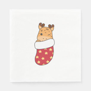 Cute Giraffes In Christmas Sock For Christmas Gira Napkin