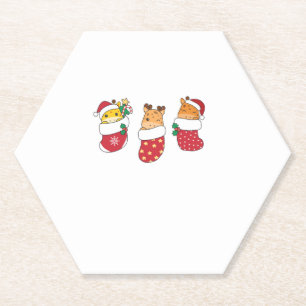 Cute Giraffes In Christmas Sock For Christmas Gira Paper Coaster