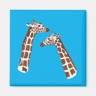 Cute Giraffes on Blue Background Magnet