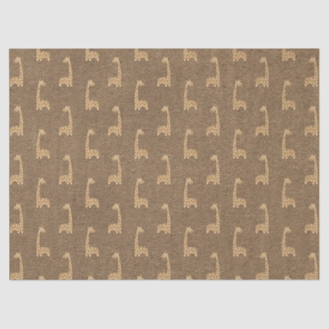 Cute Giraffes on Brown Decoupage Tissue Paper (Front)