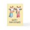 Cute Giraffes Scarves Drawing Anniversary Card