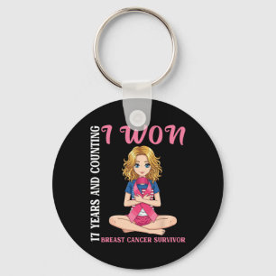 Cute Girl 17 Years And Counting I Won Breast Cance Key Ring