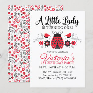 Cute Girl 1st Birthday Party Invitation