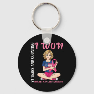 Cute Girl 27 Years And Counting I Won Breast Cance Key Ring