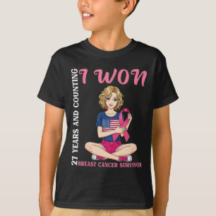 Cute Girl 27 Years And Counting I Won Breast Cance T-Shirt