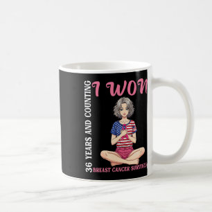Cute Girl 36 Years And Counting I Won Breast Cance Coffee Mug