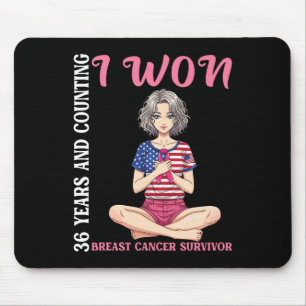Cute Girl 36 Years And Counting I Won Breast Cance Mouse Mat
