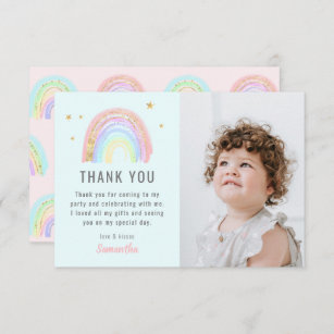 Cute Girl Abstract Rainbow Any Age Birthday Thank You Card