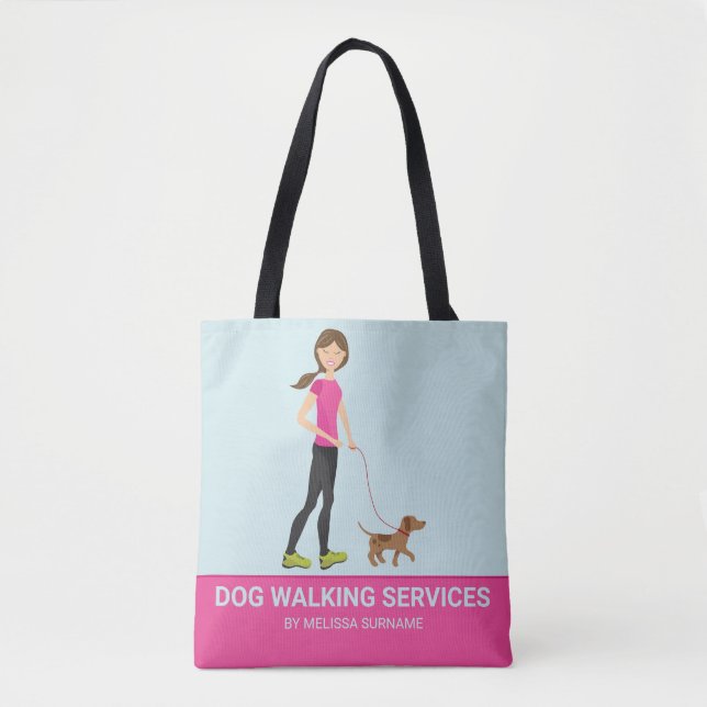 Cute Girl And A Brown Dog - Dog Walking Services Tote Bag (Front)