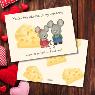 Cute Girl and Boy Mouse   You are the Cheese to my Holiday Card