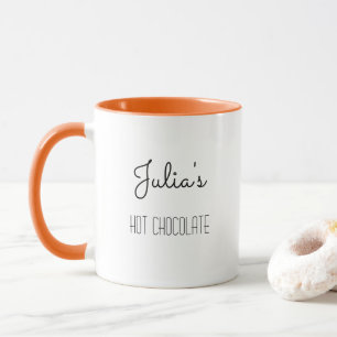 Cute Girl and Cat Personalised Hot Chocolate Name Mug