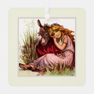 Cute Girl And Pony  Metal Tree Decoration