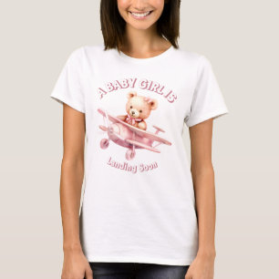 Cute Girl Baby Bear Pilot Pink Aeroplane Beautiful T-Shirt
