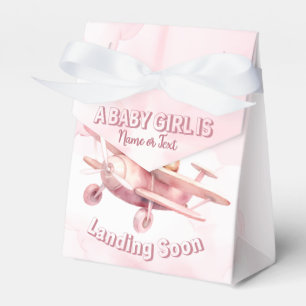 Cute Girl Baby Bear Pilot Pink Airplane Beautiful Favour Box