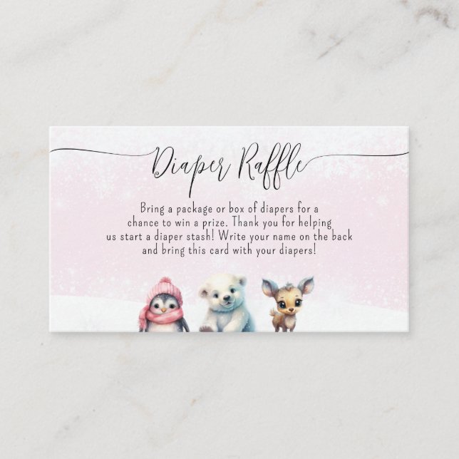 Cute Girl Baby Shower Diaper Raffle Request Enclosure Card (Front)