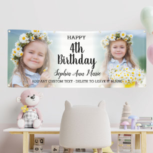 Cute Girl Birthday Party Any Age Photo Collage Banner