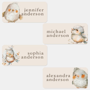 Cute Girl Boho Floral Birds Waterproof Name 