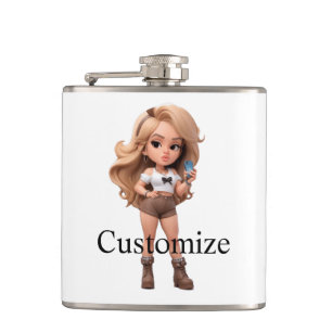 Cute Girl Bonita Chica Thunder_Cove Hip Flask
