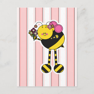 Cute Girl Bumble Bee Postcard