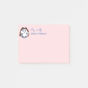 Cute Girl Cartoon Funny Saying Blush Pink Blue Post-it Notes