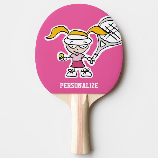 Cute Girl Cartoon Table Tennis Ping Pong Paddle Zazzle Co Uk