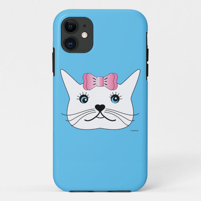 Cute-Girl-Cat-with-Pink-Bow Case-Mate iPhone Case (Back)