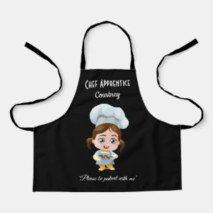 Cute Girl Chef Apprentice Black Apron