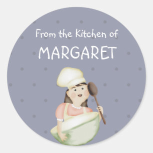 cute girl chef hat mixing bowl bakery food kitc... classic round sticker