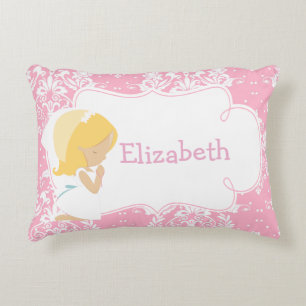 Cute Girl Child Praying and Poem Decorative Cushion