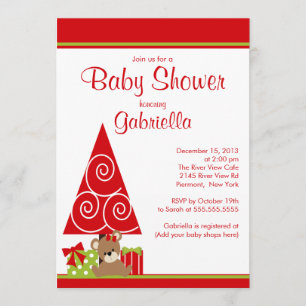 Cute Girl Christmas Holiday Winter Baby Shower Invitation